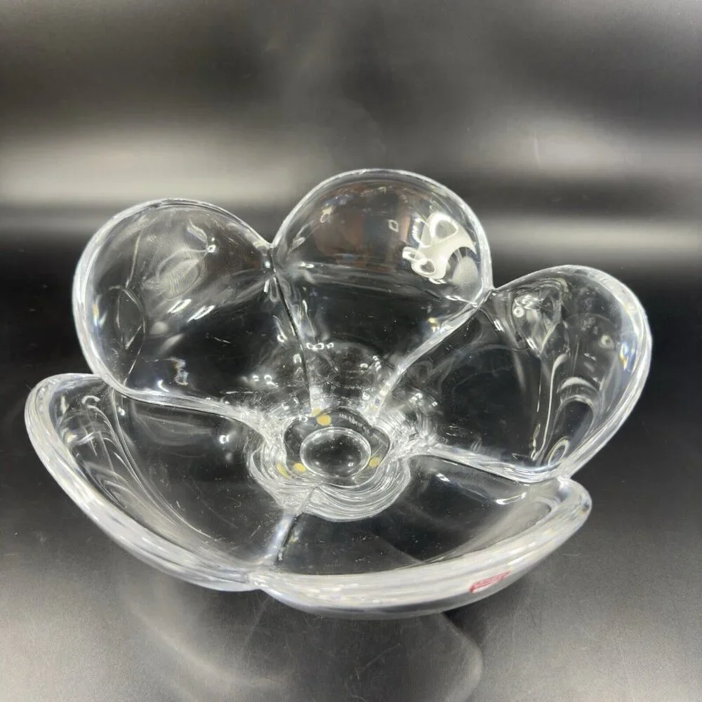 Vintage Orrefors Clear Tulip Petal Flower Shaped Bowl Dish Centerpiece W Label‎